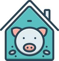 color icon for pig in pigsty vector