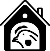 solid icon for chicken in coop vector