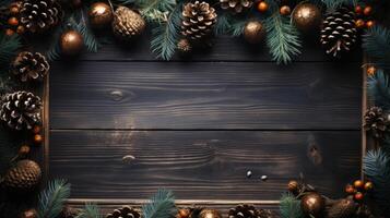 Christmas frame of tree branches. photo