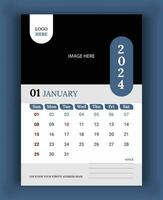 2024 Wall Calendar template, vector calendar January design, creative calendar design