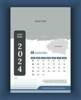 2024 Wall Calendar template, vector calendar January design, creative calendar design