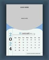 2024 Wall Calendar template, vector calendar January design, creative calendar design