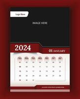 2024 Wall Calendar template, vector calendar January design, creative calendar design