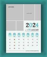 2024 Wall Calendar template, vector calendar January design, creative calendar design