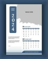 2024 Wall Calendar template, vector calendar January design, creative calendar design