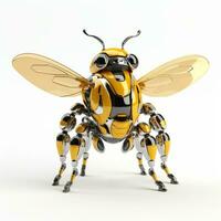 abeja o avispa robot, robótico insecto aislado terminado blanco antecedentes. ai generado foto