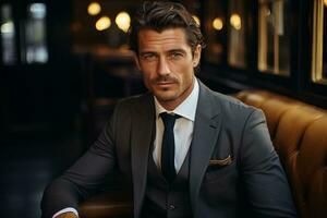 Attractive elegant happy man. AI Generated photo