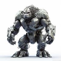 Gorilla robot, robotic animal isolated over white background. photo