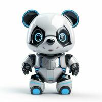 Cute panda bear robot, robotic animal isolated over white background. AI Generated photo