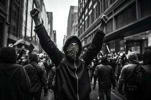 Street protests. AI Generated photo