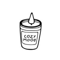 Cozy mood candles. Hygge home decor. Hand drawn illustration in doodle style. vector