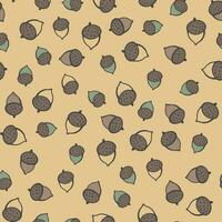 Hazelnut acorns seamless pattern. Useful for ads, signboards, packaging, menu design, interior decorating and other design. vector