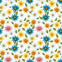 Seamless Pattern A pattern of colorful leaves and flowers for summer, suitable for use as a fabric pattern. photo