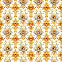 Seamless Pattern A pattern of colorful leaves and flowers for summer, suitable for use as a fabric pattern. photo