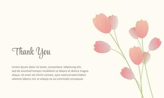 thank you card with tulips design vector