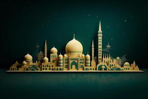 a multidimensional paper cutout, grand mosque, eid al adha. photo