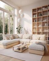 Scandinavian style living room. AI Generated photo