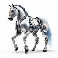 Horse robot robotic animal isolated over white background. AI Generated photo