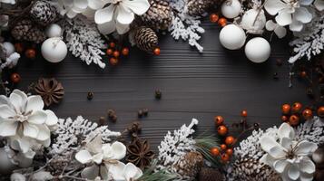 Christmas frame of tree branches. photo