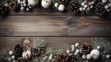 Christmas frame of tree branches. photo
