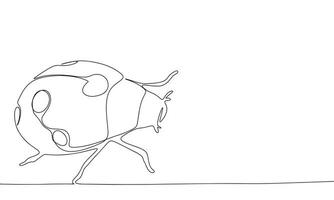 Ladybug one line continuous. Line art concept insect banner. Outline vector illustration.