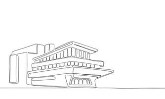 silueta de moderno casa. uno línea continuo concepto bandera con moderno edificio. describir, línea arte, vector ilustración.