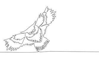 búho es volador uno línea continuo. línea Arte concepto pájaro bandera. contorno vector ilustración.