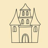 Doodle castle isolated on background. Hand drawn castle in doodle style. Vector illustration. Outline.