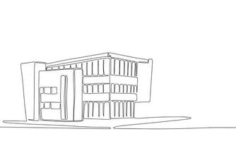 silueta de moderno casa. uno línea continuo concepto bandera con moderno edificio. describir, línea arte, vector ilustración.