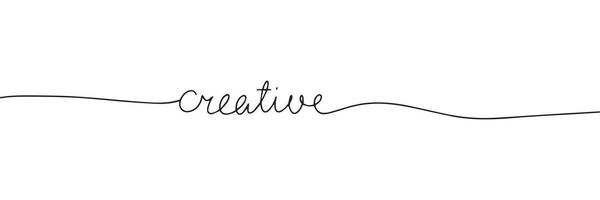 Creative word. One line continuous calligraphy text. Line art handwriting, vector illustration.
