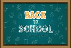 Welcome back to school background with chalk board, Concept of education banner with back to School pattern vector