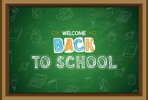 Welcome back to school background with chalk board, Concept of education banner with back to School pattern vector