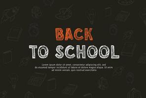 Welcome back to school background with chalk board, Concept of education banner with back to School pattern vector