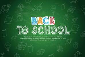 Welcome back to school background with chalk board, Concept of education banner with back to School pattern vector