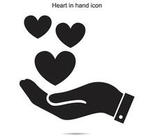 corazón en mano icono, vector ilustración.