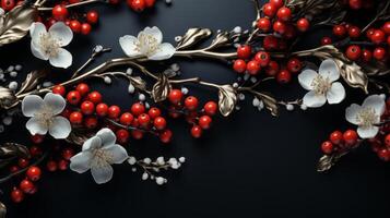 Christmas frame of tree branches. photo