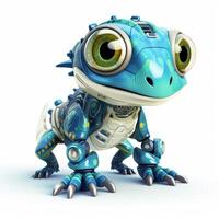 Cute reptile monster alien robot, robotic animal isolated over white background. AI Generated photo