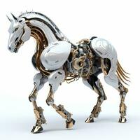 Horse robot robotic animal isolated over white background. AI Generated photo