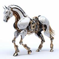 Horse robot robotic animal isolated over white background. photo