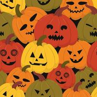 Seamless pattern of different Halloween pumpkins. vector