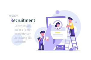 Recruitment concept,Idea of employment and job interview. Recruitment manager searching. Job candidate for a start up project vector