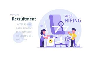 Recruitment concept,Idea of employment and job interview. Recruitment manager searching. Job candidate for a start up project vector