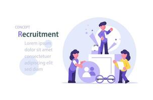 Recruitment concept,Idea of employment and job interview. Recruitment manager searching. Job candidate for a start up project vector