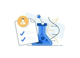 Biogenetic concept,glass tube bio sample growth, DNA research,science education,data and analysis vector