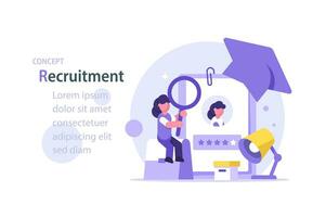 Recruitment concept,Idea of employment and job interview. Recruitment manager searching. Job candidate for a start up project vector