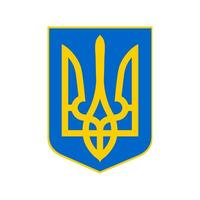 The Small Coat of Arms of Ukraine is one of the three official symbols of the state. Shield and trident made of yellow and blue isolated on white background. Vector. vector