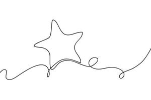 Star. Continuous line art drawing. Hand drawn doodle vector illustration in a continuous line. Line art decorative design