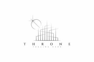 Logo Throne Kingdom Abstract Skyscraper Tower Geometric Illustration Sign Symbol. vector