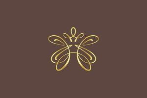 logo monarca mariposa elegante belleza símbolo mujer femenino vector