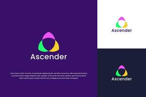 Letter A Simple Shape with Three Elements Shape Colorful Mobile App Logo vector